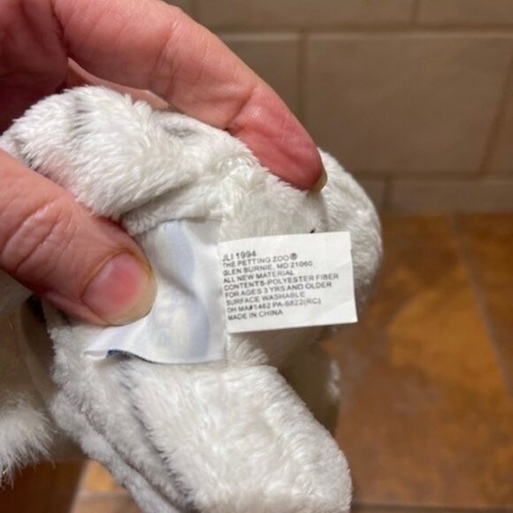 VINTAGE 1994 Tiger Cub Plush White BLK Stripes Plush Animal 6" The Petting Zoo - Picture 5 of 6